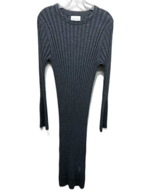 Lou Lou Studio Size L Gray Merino & Cashmere Long Sleeve Ribbed Fitted Dress Gray / L