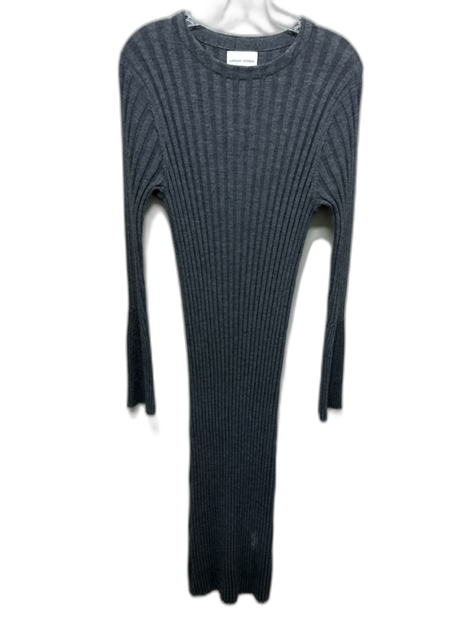 Lou Lou Studio Size L Gray Merino & Cashmere Long Sleeve Ribbed Fitted Dress Gray / L