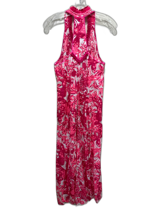 Poupette St. Barth Size M Hot Pink, Pink & White Cotton Sleeveless Floral Dress Hot Pink, Pink & White / M