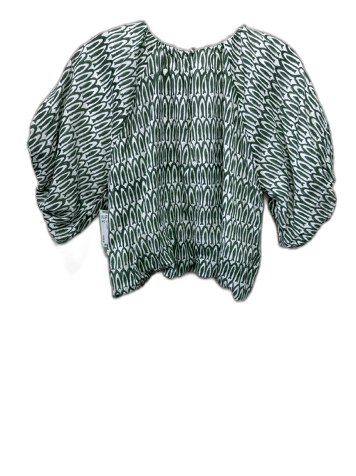 Mirth Size M Green & Cream Cotton Fish Puff Sleeve Midi Skirt Set Green & Cream / M