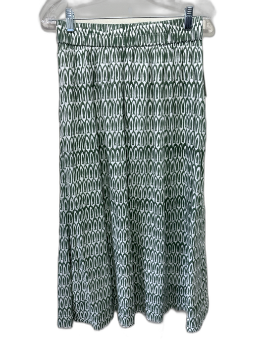 Mirth Size M Green & Cream Cotton Fish Puff Sleeve Midi Skirt Set Green & Cream / M