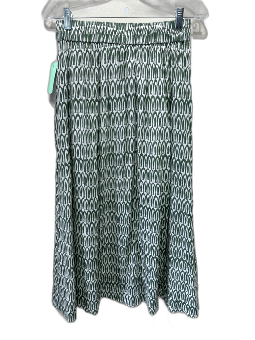 Mirth Size M Green & Cream Cotton Fish Puff Sleeve Midi Skirt Set Green & Cream / M