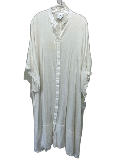 Goop G. Label Size M/L White Cotton Button Down Dolman Sleeve Maxi Dress White / M/L