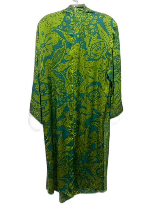 Poupette St. Barth Size One Size Green Viscose Floral Kimono Robe Green / One Size