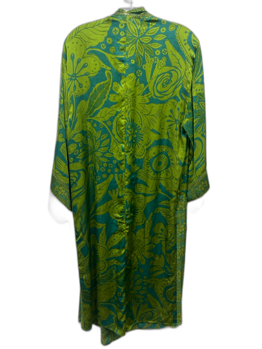 Poupette St. Barth Size One Size Green Viscose Floral Kimono Robe Green / One Size