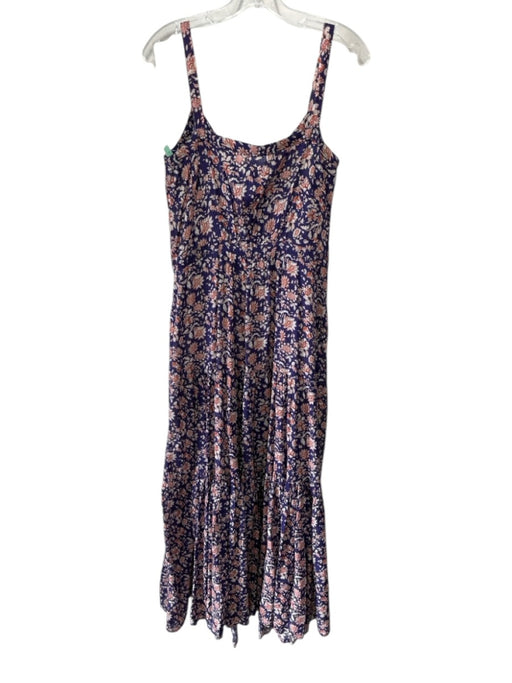 Veronica Beard Size L Purple, Orange, Cream Viscose Blend Gingham Floral Dress Purple, Orange, Cream / L