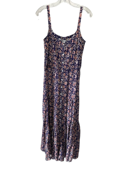 Veronica Beard Size L Purple, Orange, Cream Viscose Blend Gingham Floral Dress Purple, Orange, Cream / L