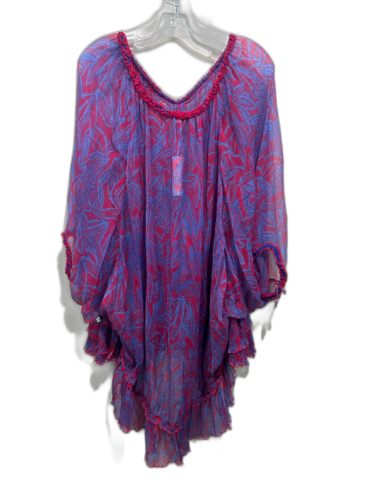Poupette St. Barth Size One Size Blue & Red Silk Chiffon Tiger Print Dress Blue & Red / One Size