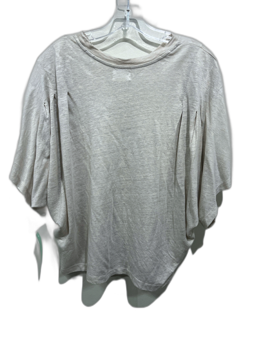 Marant Etoile Size M Oatmeal Beige Linen Pleat Detail Scoop Neck Top Oatmeal Beige / M