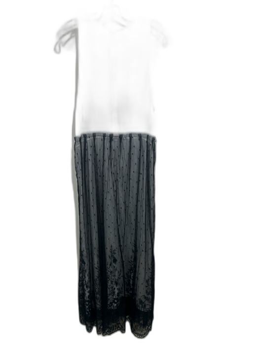 Isabel Benenato Size XS White & Black Silk Lace Overlay Button Back Maxi Dress White & Black / XS