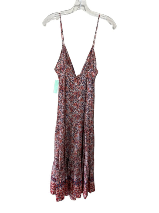 Veronica Beard Size M Orange, Blue, Cream Viscose Blend Knot Front Paisley Dress Orange, Blue, Cream / M