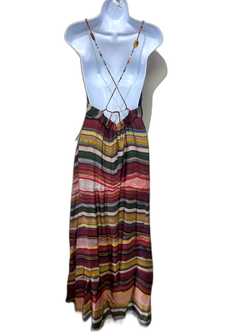 Carolina K Size M Burgundy Red, Green, Multi Viscose Blend painted stripe Dress Burgundy Red, Green, Multi / M