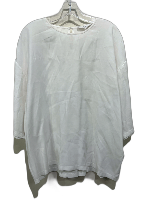 Tibi Size M Ivory White Viscose Blend Keyhole Back 3/4 Sleeve Top Ivory White / M