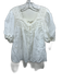 Doen Size M Cream Ramie Lace Trim Snap buttons Tie Detail Puff Sleeve Top Cream / M