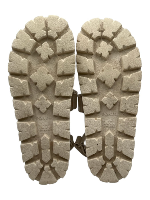 Prada Shoe Size 41 Cream Patent Leather Quilted Velcro Straps Logo Sandals Cream / 41