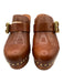 Chloe Shoe Size 41 Cognac Brown Leather Upper Wood Gold Tone Hardware Clogs Cognac Brown / 41