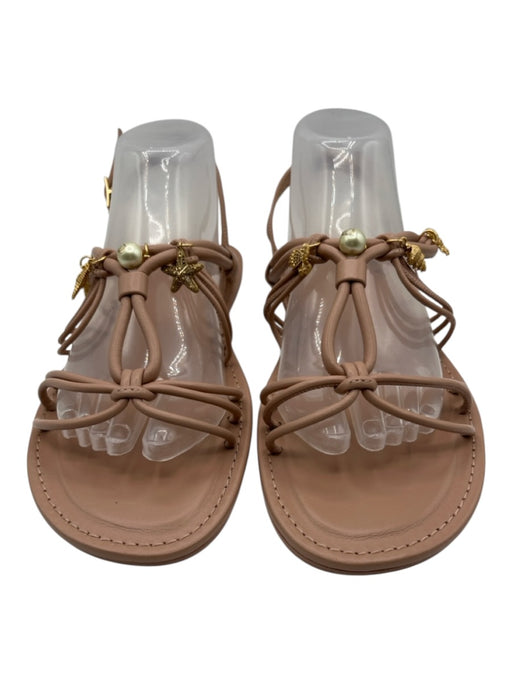 Christian Dior Shoe Size 41 Beige Pink Lambskin Leather Knotted Strappy Sandals Beige Pink / 41