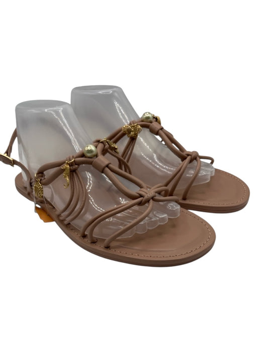 Christian Dior Shoe Size 41 Beige Pink Lambskin Leather Knotted Strappy Sandals Beige Pink / 41