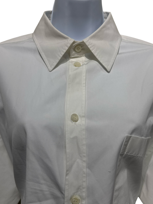 Balenciaga Size 36 White Cotton Long Sleeve Button Up & Collar Side Slits Dress White / 36