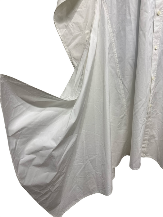 Balenciaga Size 36 White Cotton Long Sleeve Button Up & Collar Side Slits Dress White / 36