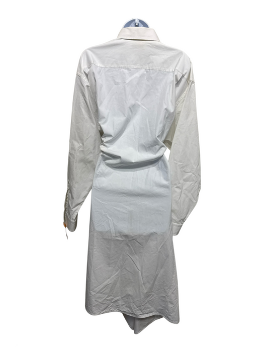 Balenciaga Size 36 White Cotton Long Sleeve Button Up & Collar Side Slits Dress White / 36