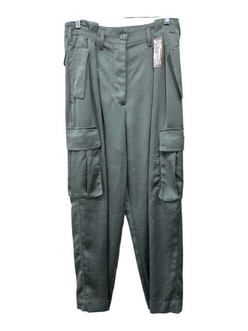 Dries Van Noten Size 38 Sage green Polyester Satin Cargo Pleated Waist Pants Sage green / 38