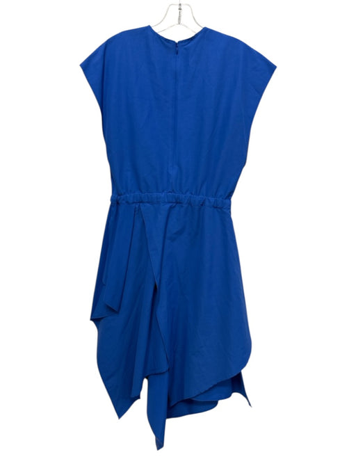 J Wanderson Size 6 Royal Blue & Tan Cotton Blend Faux Leather Trim Dress Royal Blue & Tan / 6