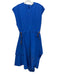 J Wanderson Size 6 Royal Blue & Tan Cotton Blend Faux Leather Trim Dress Royal Blue & Tan / 6