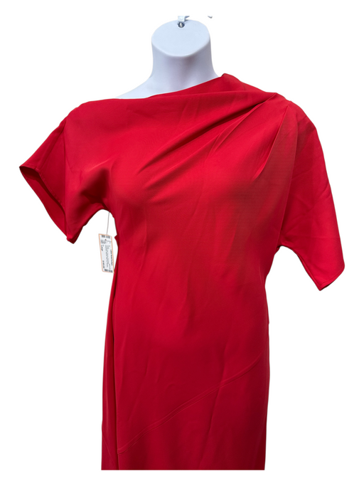 Co Size Large Tomato Red Viscose Boat Neck Assymetric Sleeves Bias Cut Dress Tomato Red / Large