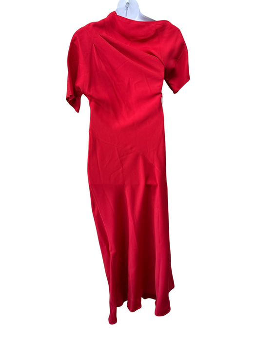 Co Size Large Tomato Red Viscose Boat Neck Assymetric Sleeves Bias Cut Dress Tomato Red / Large