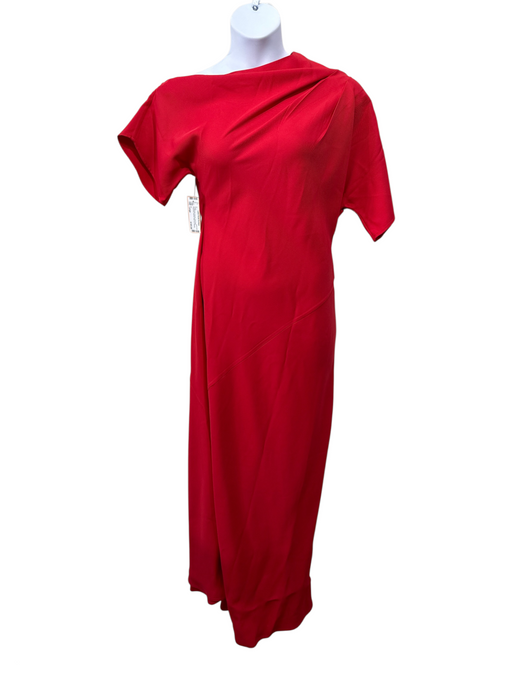 Co Size Large Tomato Red Viscose Boat Neck Assymetric Sleeves Bias Cut Dress Tomato Red / Large