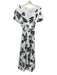 Erdem Size 10 White & Black Cotton Cap Flare Sleeve Floral Back V Dress White & Black / 10