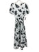 Erdem Size 10 White & Black Cotton Cap Flare Sleeve Floral Back V Dress White & Black / 10