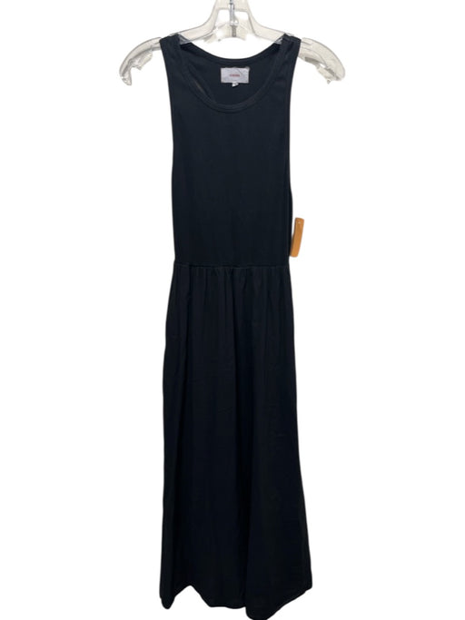 XiRENA Size M Black Cotton Ribbed Racerback Slit Pocket Maxi Dress Black / M