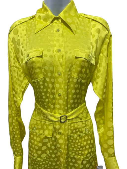 Christopher John Rogers Size Small Yellow Viscose Long Sleeve Polka Dot Dress Yellow / Small
