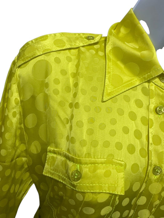 Christopher John Rogers Size Small Yellow Viscose Long Sleeve Polka Dot Dress Yellow / Small