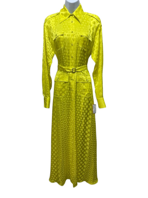 Christopher John Rogers Size Small Yellow Viscose Long Sleeve Polka Dot Dress Yellow / Small