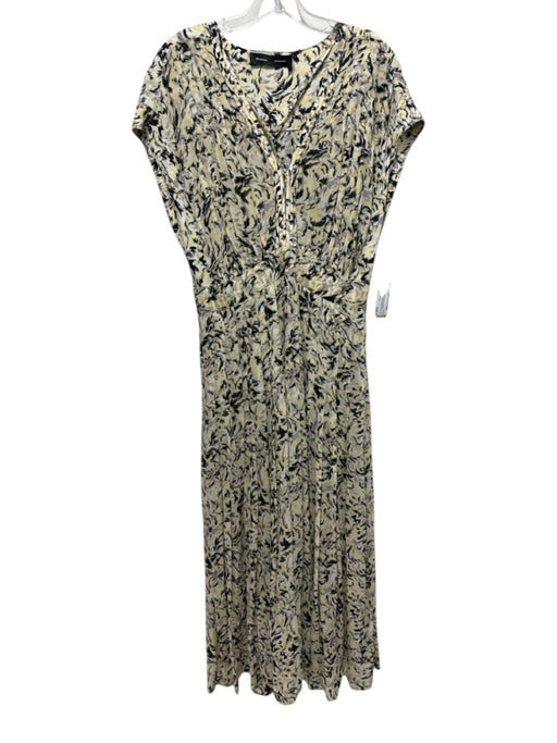 Proenza Schouler Size 8 Yellow, Black & Gray Viscose Sleeveless V Neck Dress Yellow, Black & Gray / 8