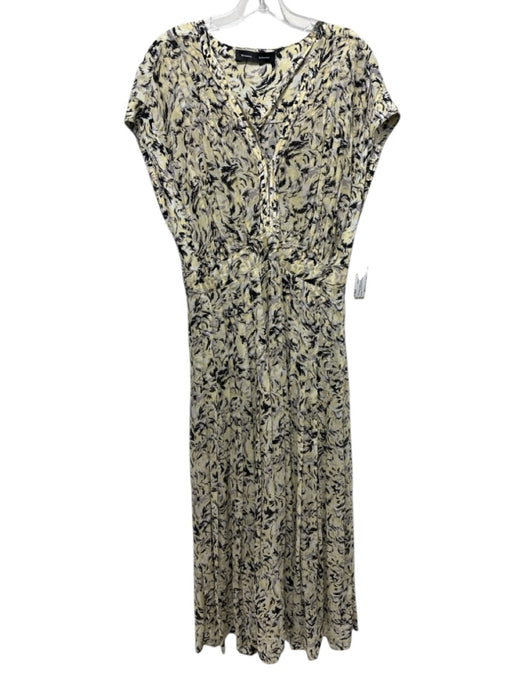 Proenza Schouler Size 8 Yellow, Black & Gray Viscose Sleeveless V Neck Dress Yellow, Black & Gray / 8