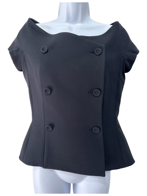 Christian Dior Size 6 Black Wool & Silk Cap Sleeve Off the Shoulder Jacket Black / 6