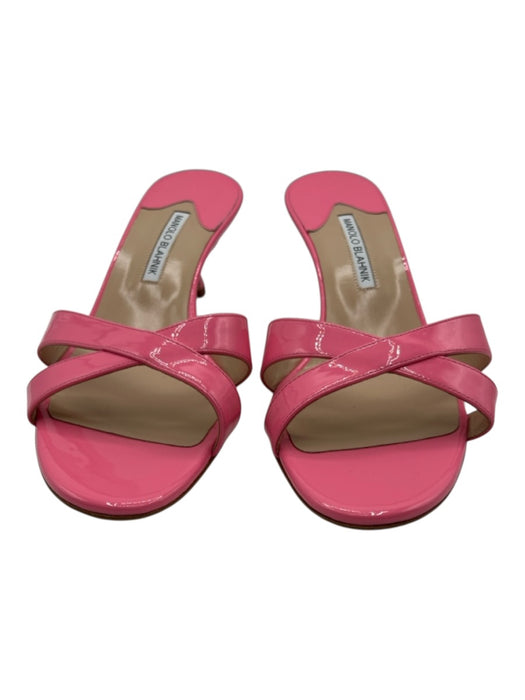 Manolo Blahnik Shoe Size 41.5 Bubblegum Pink Patent Leather Kitten Heel Mules Bubblegum Pink / 41.5