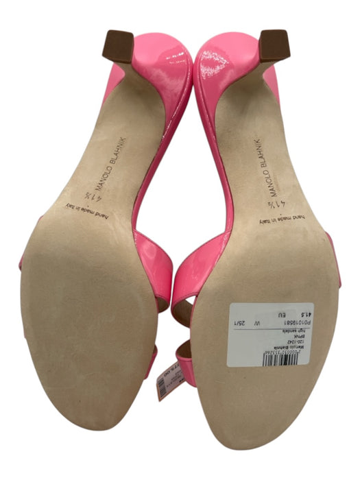 Manolo Blahnik Shoe Size 41.5 Bubblegum Pink Patent Leather Kitten Heel Mules Bubblegum Pink / 41.5
