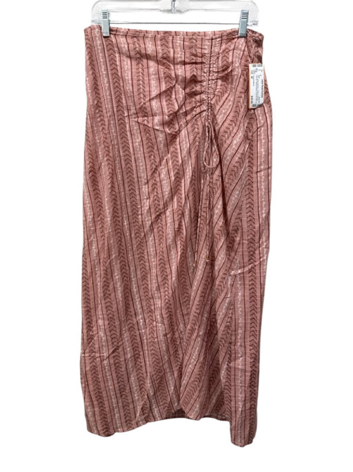 Vanessa Bruno Size 40 Pink, White & Brown Cotton & Viscose Side Zip Tie Skirt Pink, White & Brown / 40