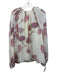 Giambattista Valli Size 48 Cream, Pink, Green Silk Chiffon Overlay Flowers Top Cream, Pink, Green / 48