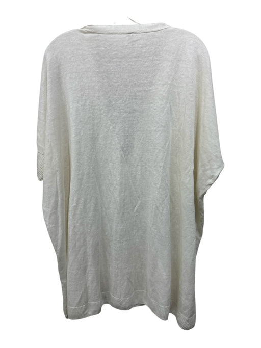 R13 Size Large White Linen Knit Short Sleeve Button Up Boxy Sweater White / Large