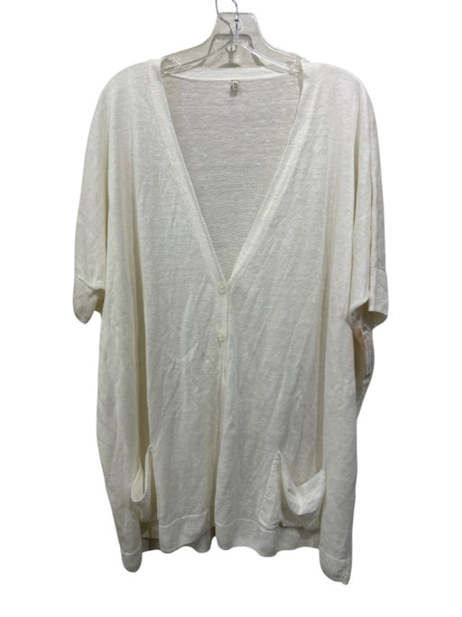 R13 Size Large White Linen Knit Short Sleeve Button Up Boxy Sweater White / Large
