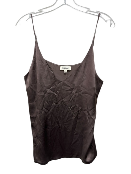 L'agence Size M Mocha Silk Spaghetti Strap V Neck Cami Top Mocha / M