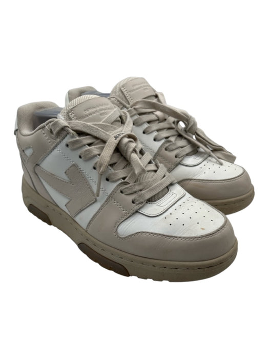 Off White Shoe Size 41 Beige & Cream Leather Upper Arrow Lace Up Sneakers Beige & Cream / 41