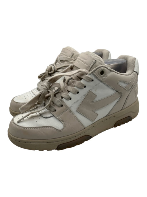 Off White Shoe Size 41 Beige & Cream Leather Upper Arrow Lace Up Sneakers Beige & Cream / 41