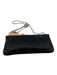 Christian Dior Black Satin Rhinestone Silver Hardware Logo Clutch Bag Black / Small